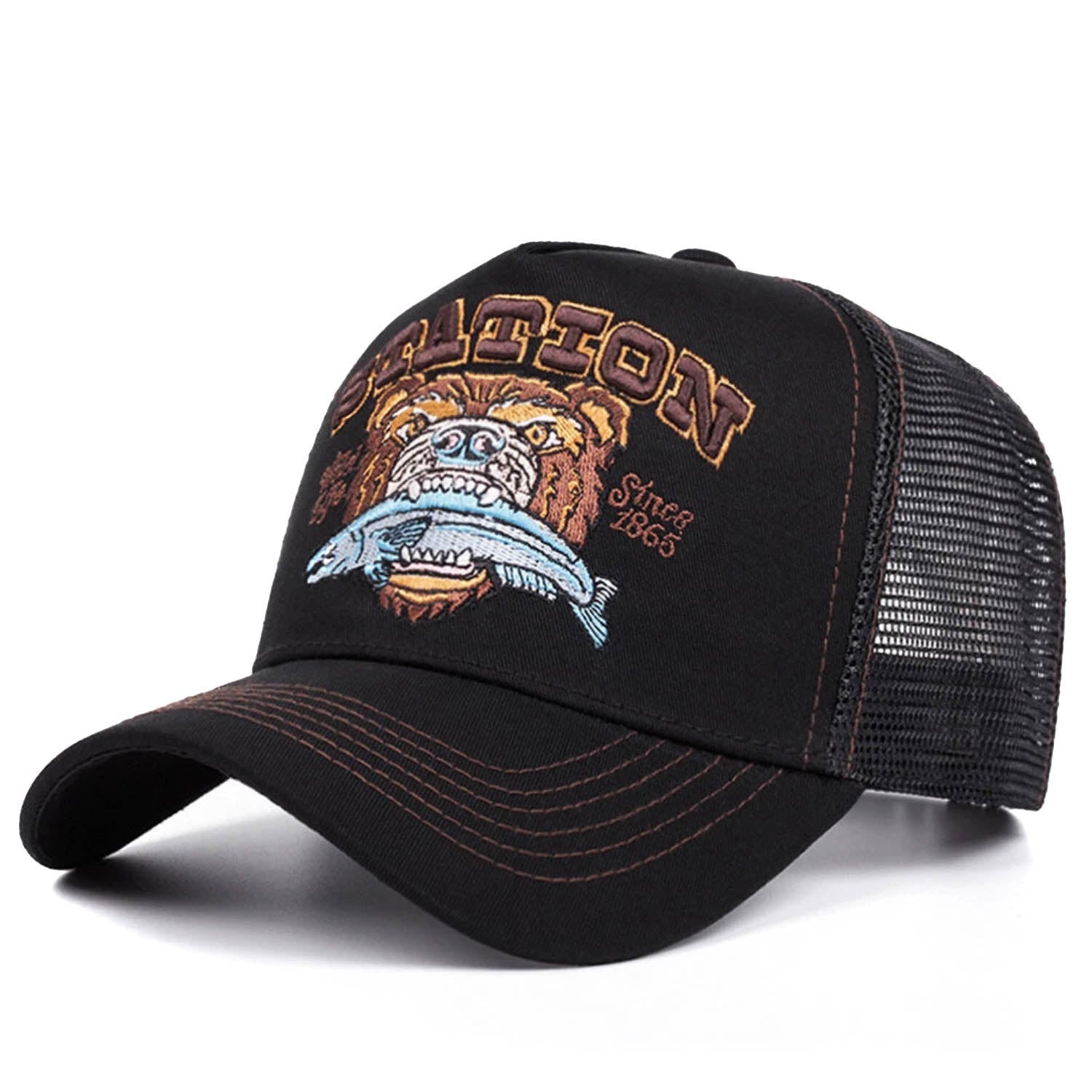 Casquette Trucker Vintage Station Wild Life (Noire)