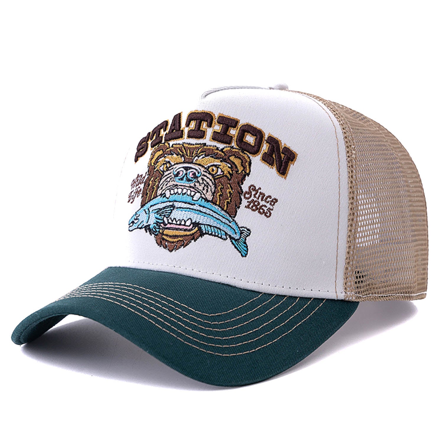 Casquette Trucker Vintage Station Wild Life (Blanche / Verte)