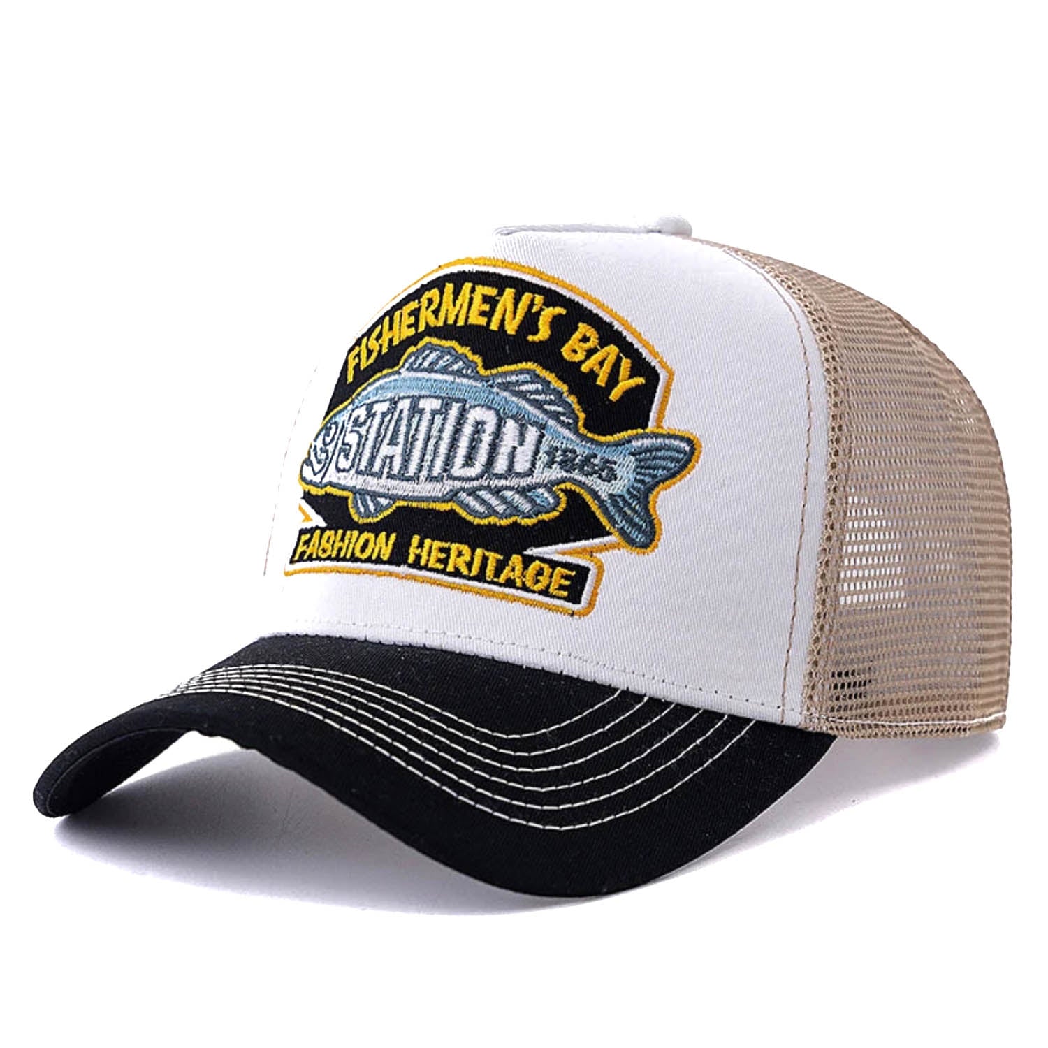 Casquette Trucker Vintage Station Fishermen's Bay (Blanche  / Noire)