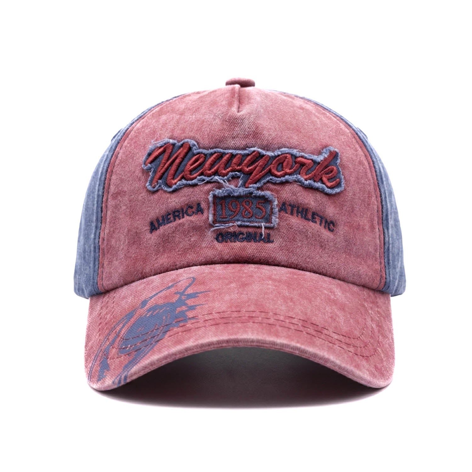 Casquette Vintage "New-York 1985" (Grenat/ bleu delavé)