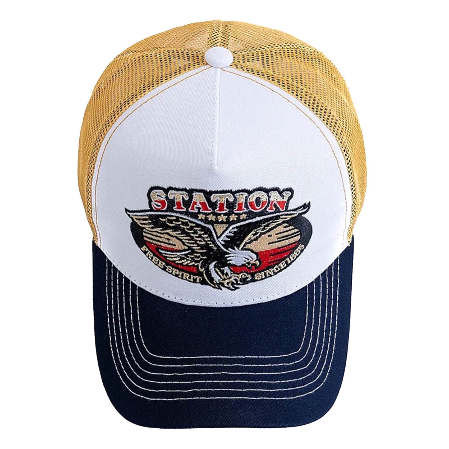Casquette Trucker Vintage Station Free Spirit (Blanche/ Bleue)