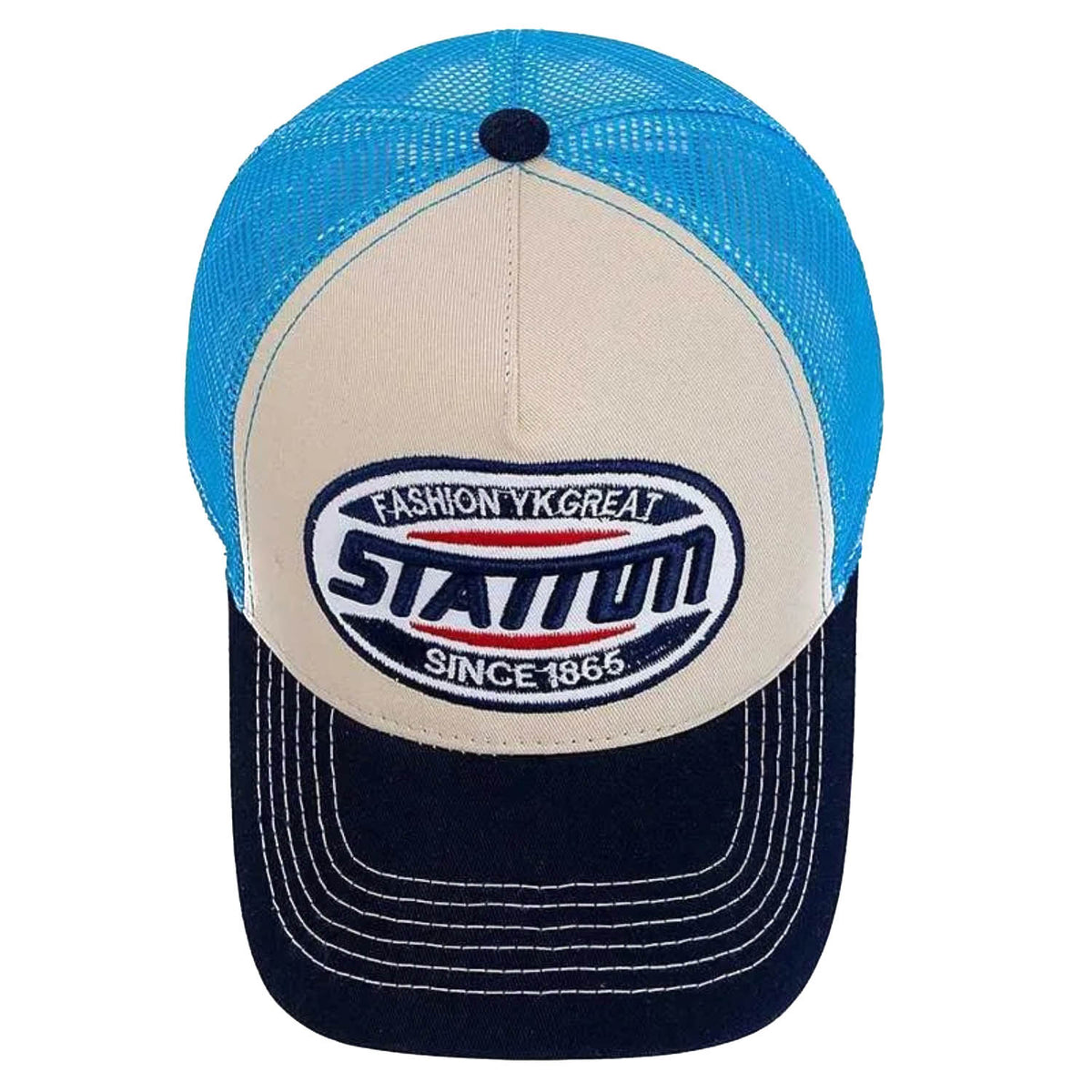 Casquette Trucker Vintage Station (Crème / Bleue)