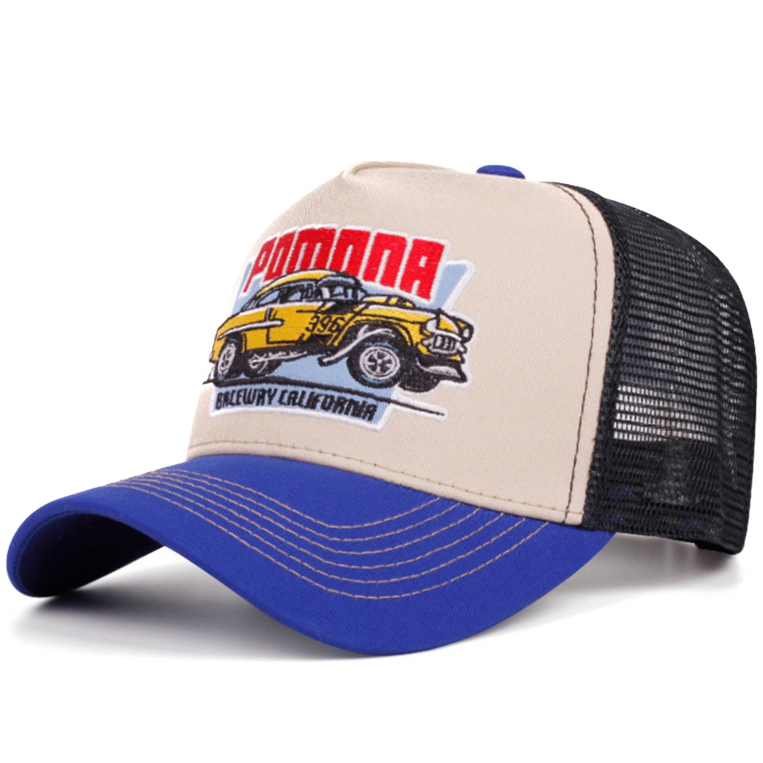 Casquette Trucker Vintage POMNNA (Beige / Bleue)
