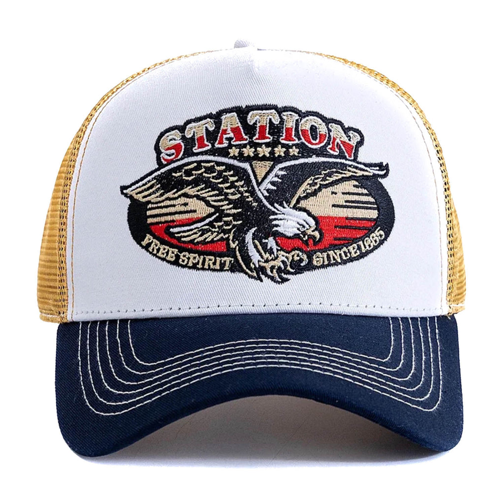 Casquette Trucker Vintage Station Free Spirit (Blanche/ Bleue)