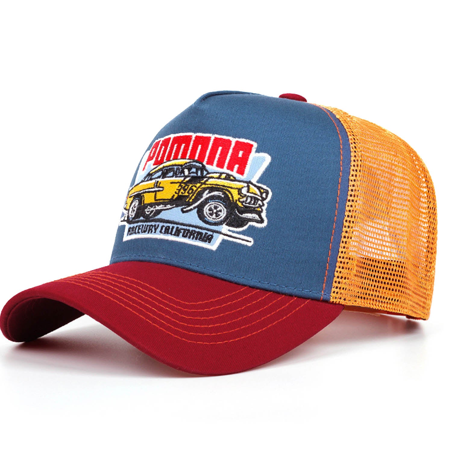 Casquette Trucker Vintage POMNNA (Bleue / Rouge)
