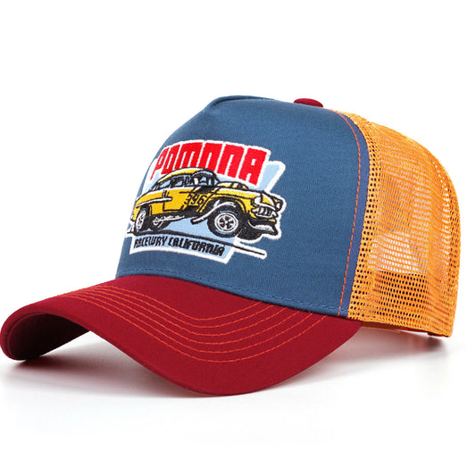 Casquette Trucker Vintage POMNNA (Bleue / Rouge)