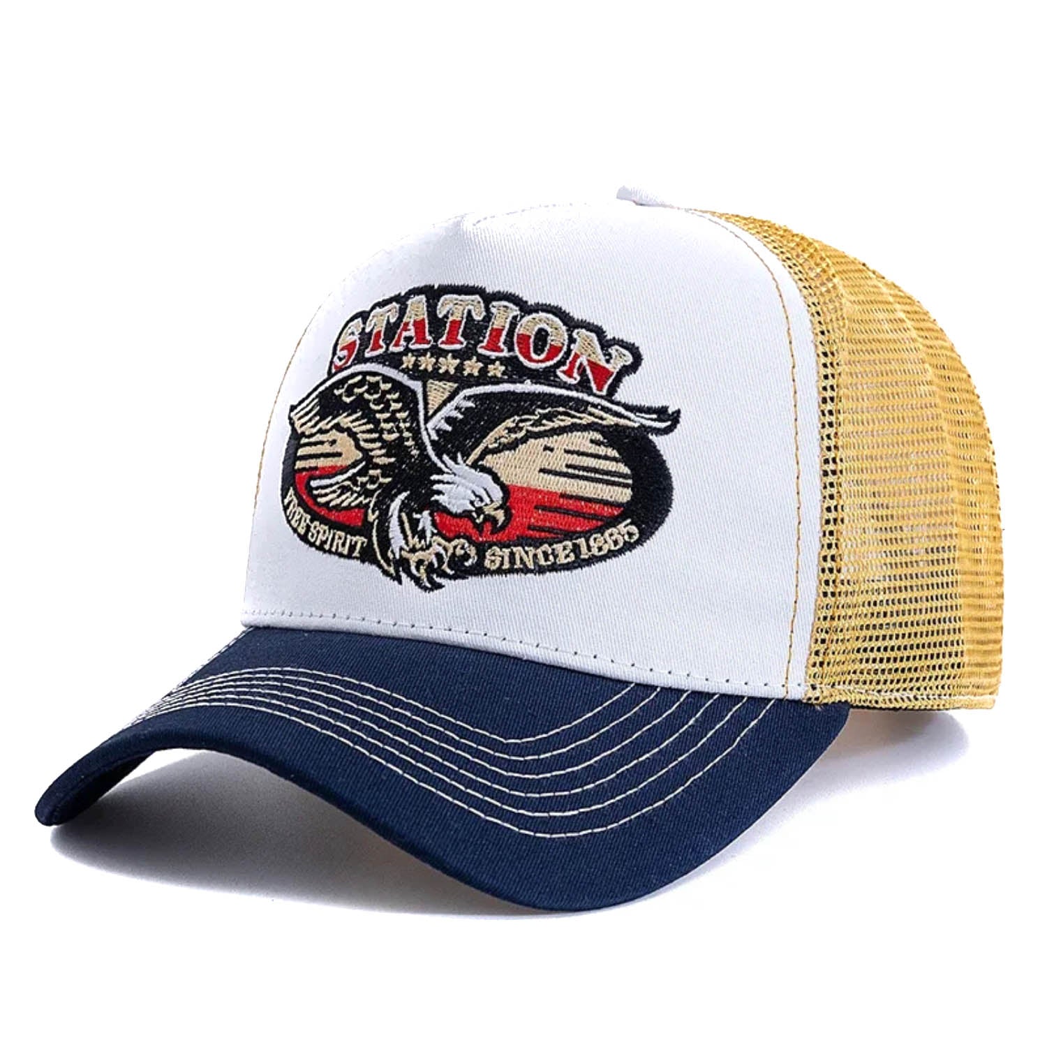 Casquette Trucker Vintage Station Free Spirit (Blanche/ Bleue)