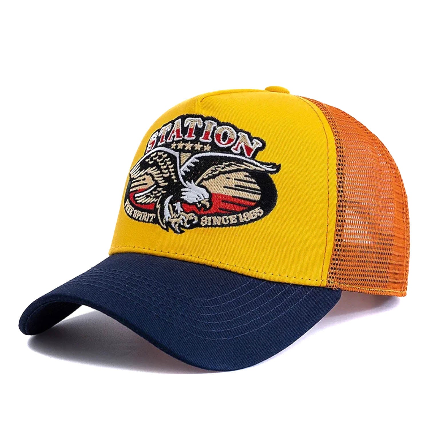 Casquette Trucker Vintage Station Free Spirit (Jaune/ Bleue)