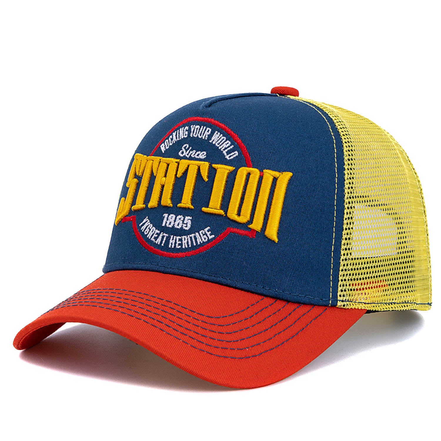 Casquette Trucker Vintage Station YKgreat (Bleue/ Orange)