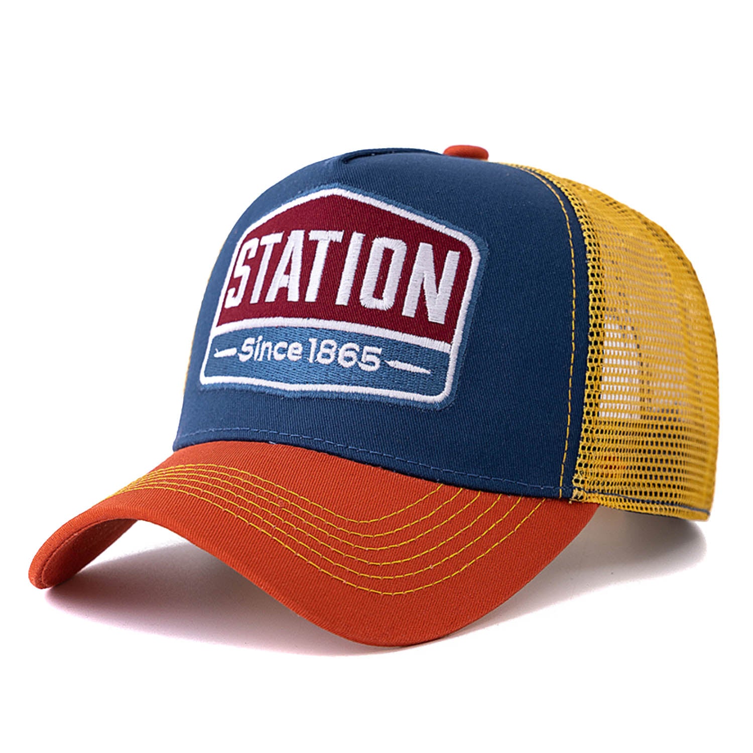 Casquette Trucker Vintage Station Since 1865 (Bleue / Jaune)