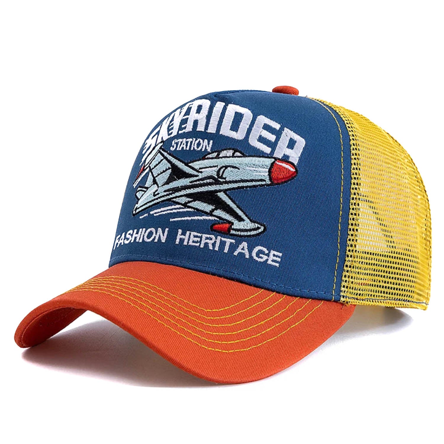 Casquette Trucker Vintage SKYRIDER (Bleue / Orange)