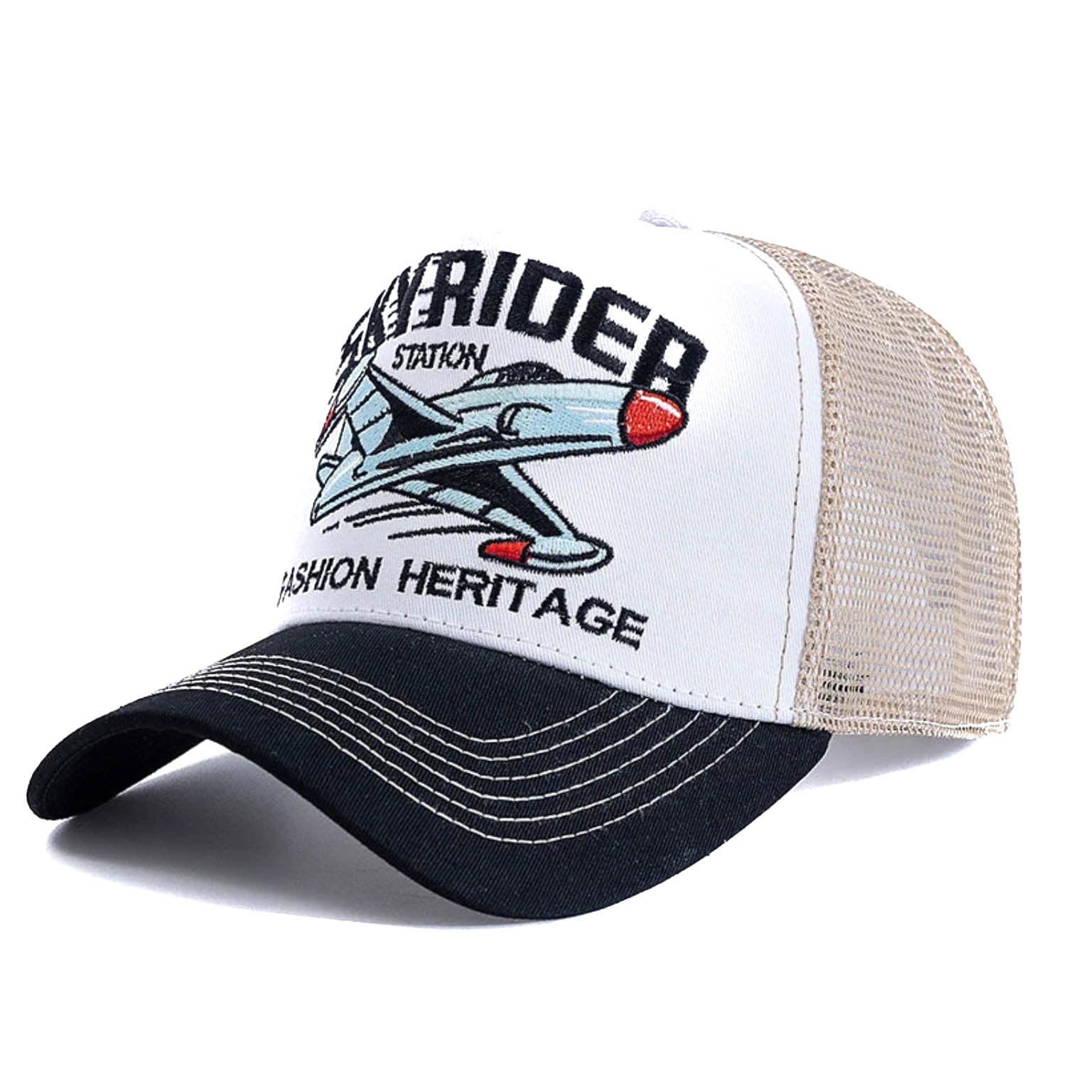 Casquette Trucker Vintage SKYRIDER (Blanche / Noire)