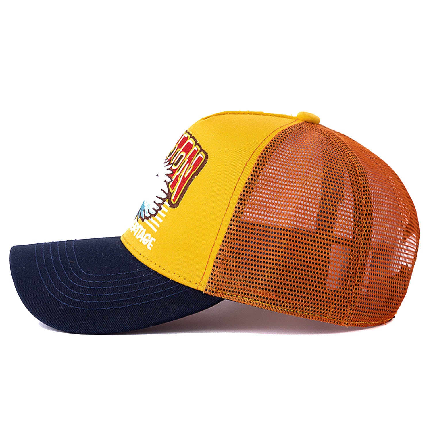 Casquette Trucker Vintage Station Fashion Heritage (Jaune/ Bleue)