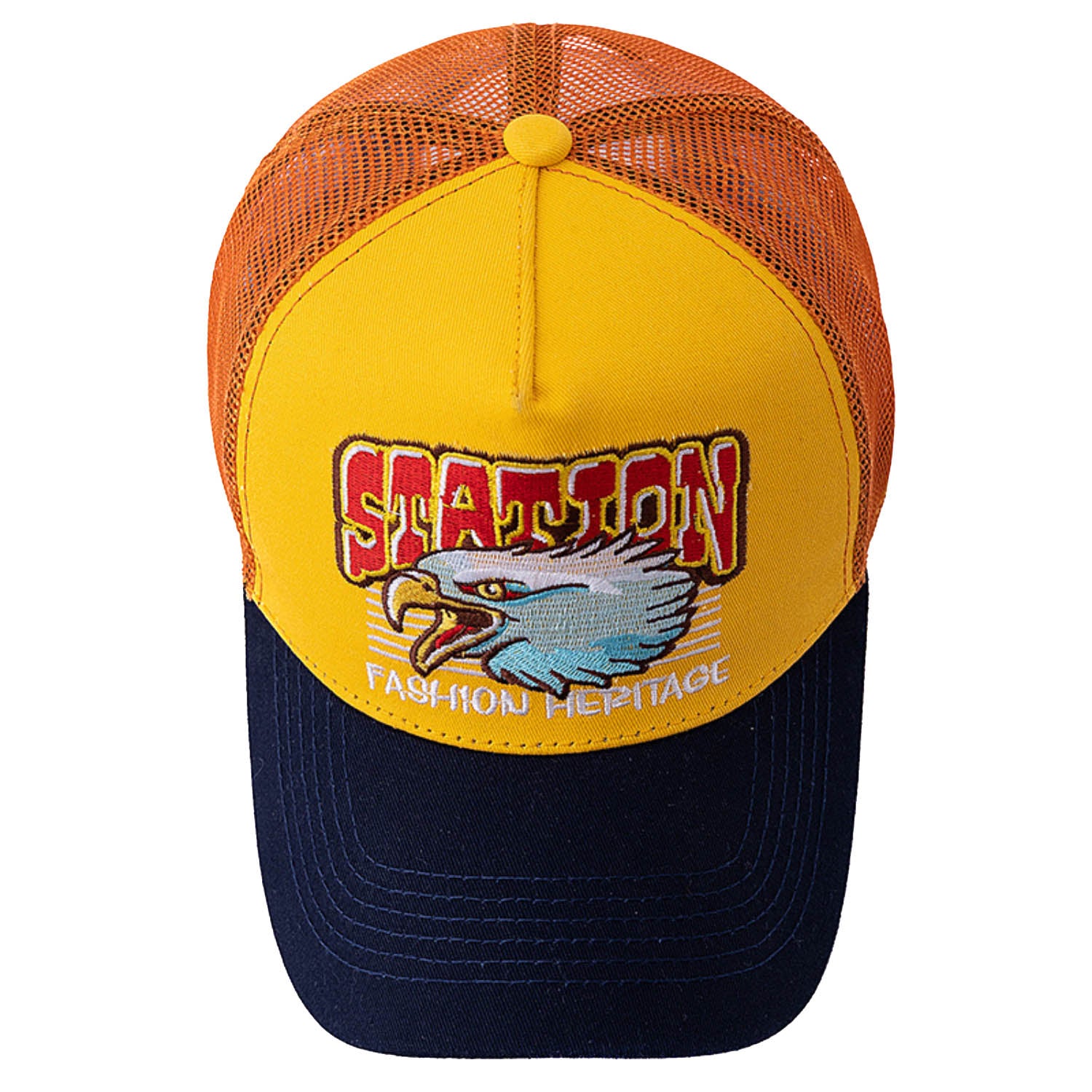Casquette Trucker Vintage Station Fashion Heritage (Jaune/ Bleue)