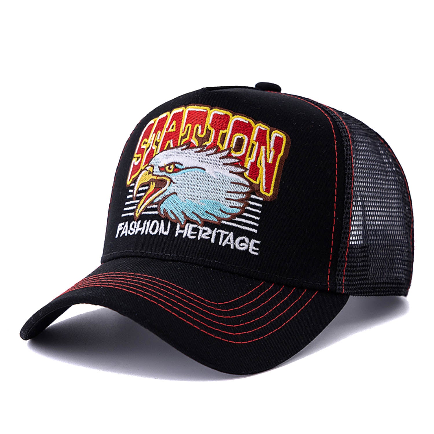 Casquette Trucker Vintage Station Fashion Heritage (Noire)